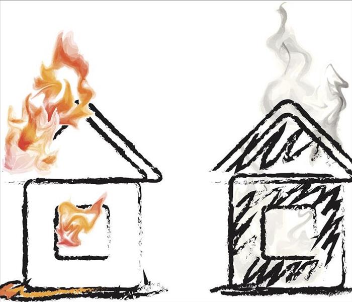 sketch of fire in houses